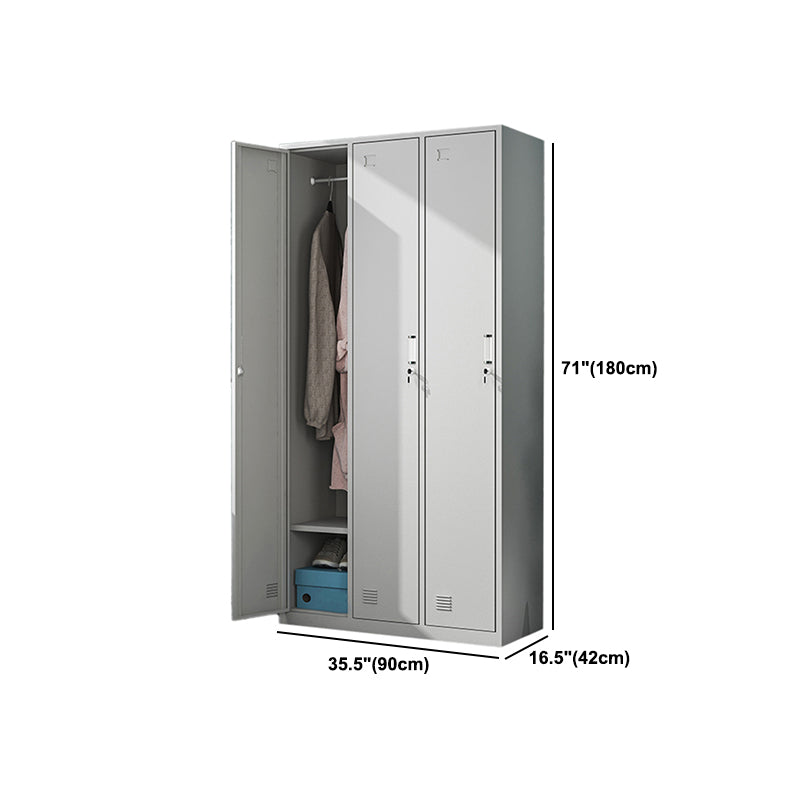 White Steel Storage Cabinet Contemporary Hinged Wardrobe Cabinet