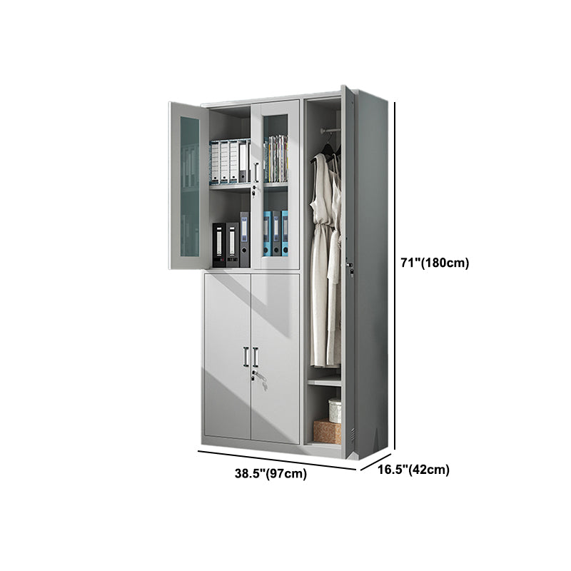 White Steel Storage Cabinet Contemporary Hinged Wardrobe Cabinet