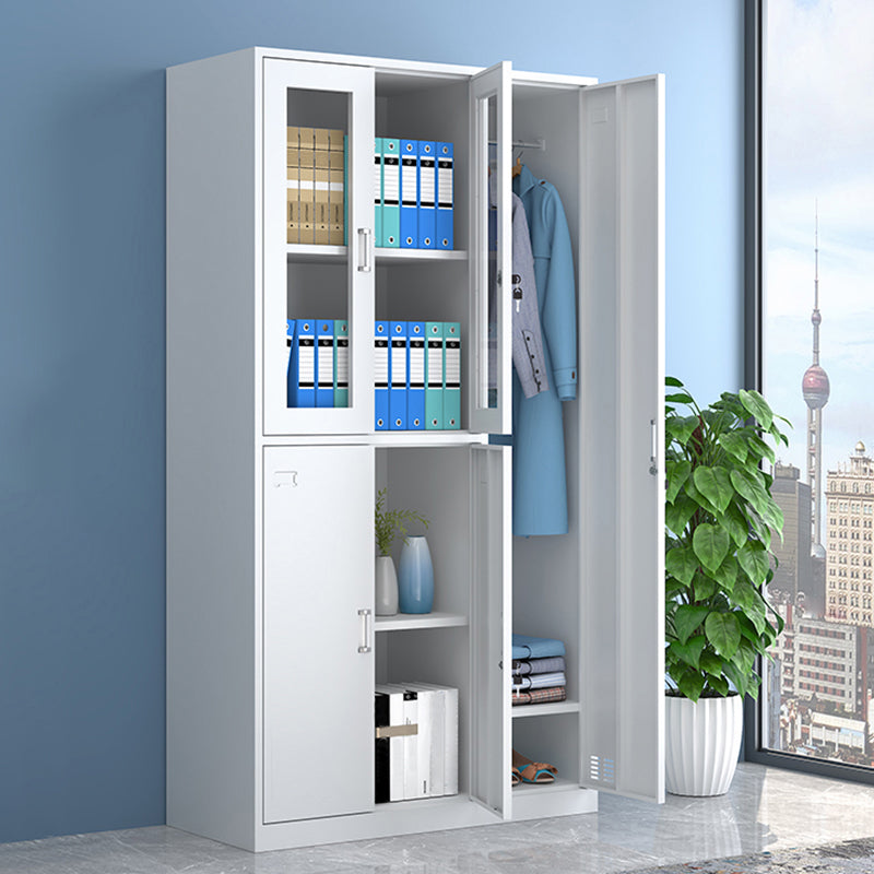 Modern Style Wardrobe White Colour Metal Wardrobe Closet With Doors