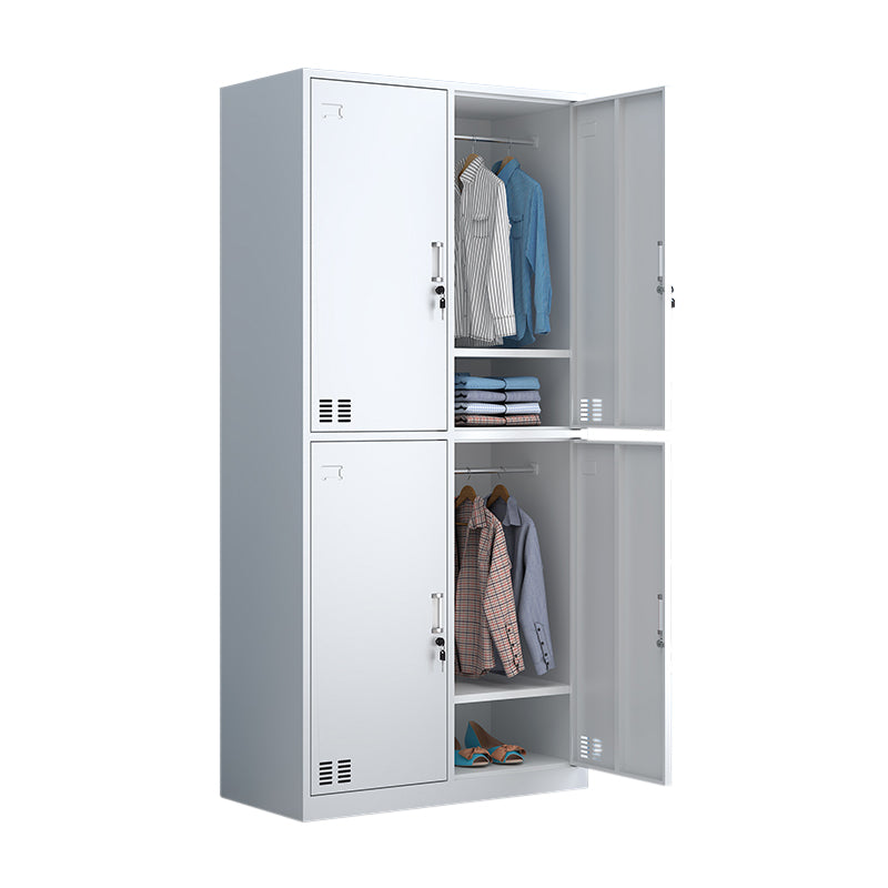 Modern Style Wardrobe White Colour Metal Wardrobe Closet With Doors
