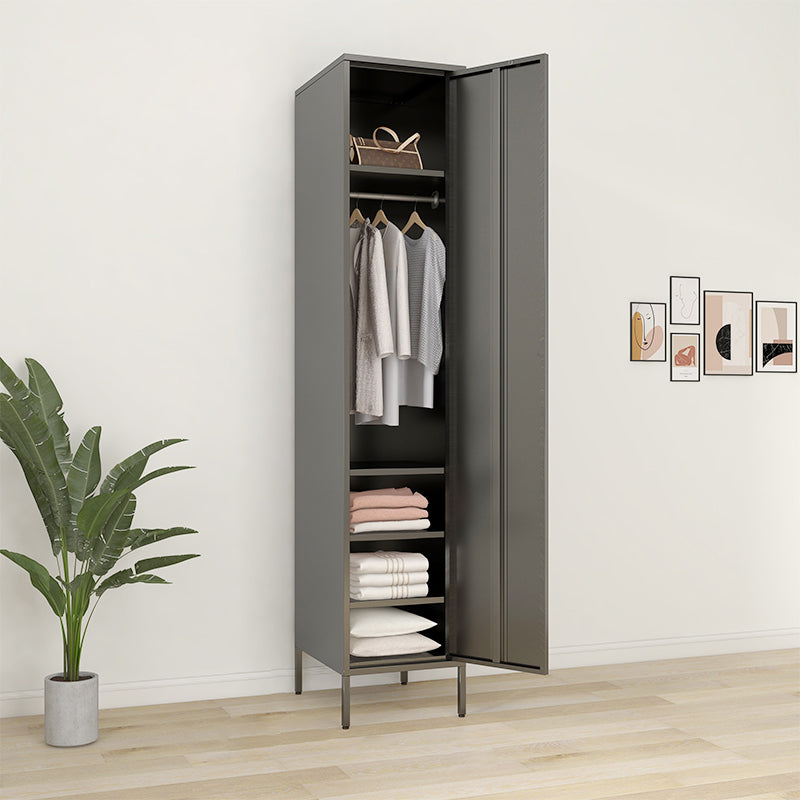 Metallic Finish Cabinet with Legs Contemporary Metal Wardrobe for Home