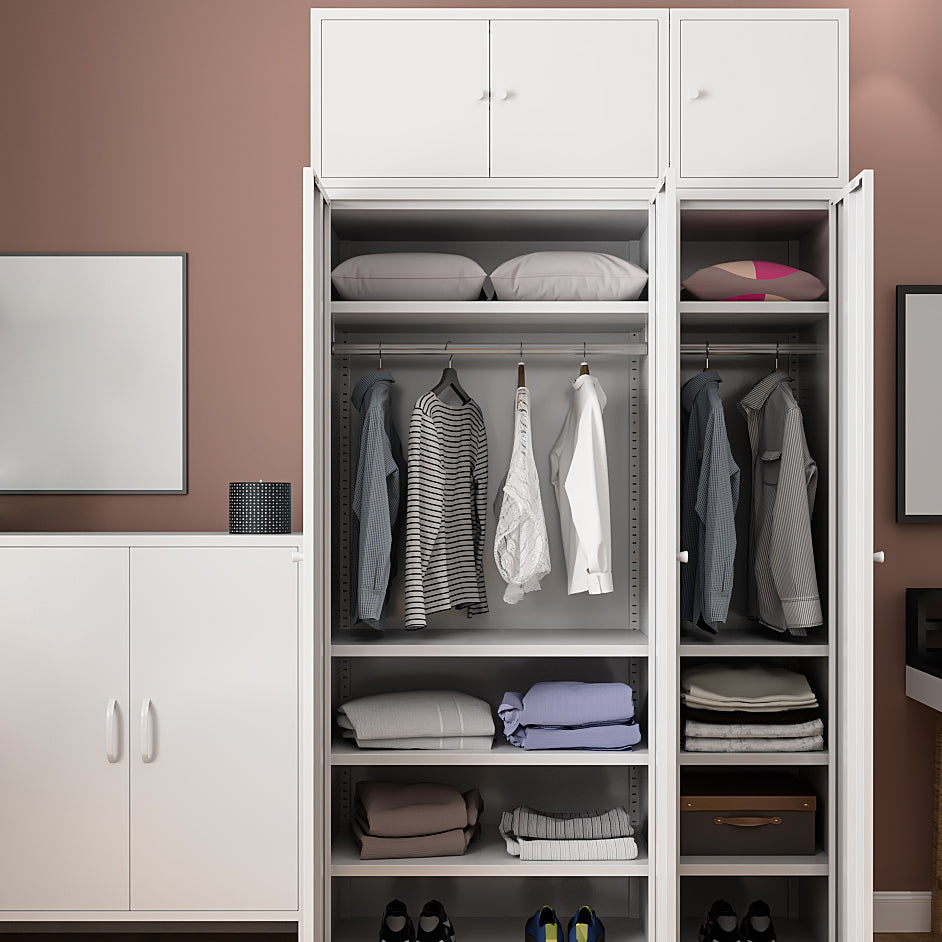Metallic Finish Cabinet with Legs Contemporary Metal Wardrobe for Home