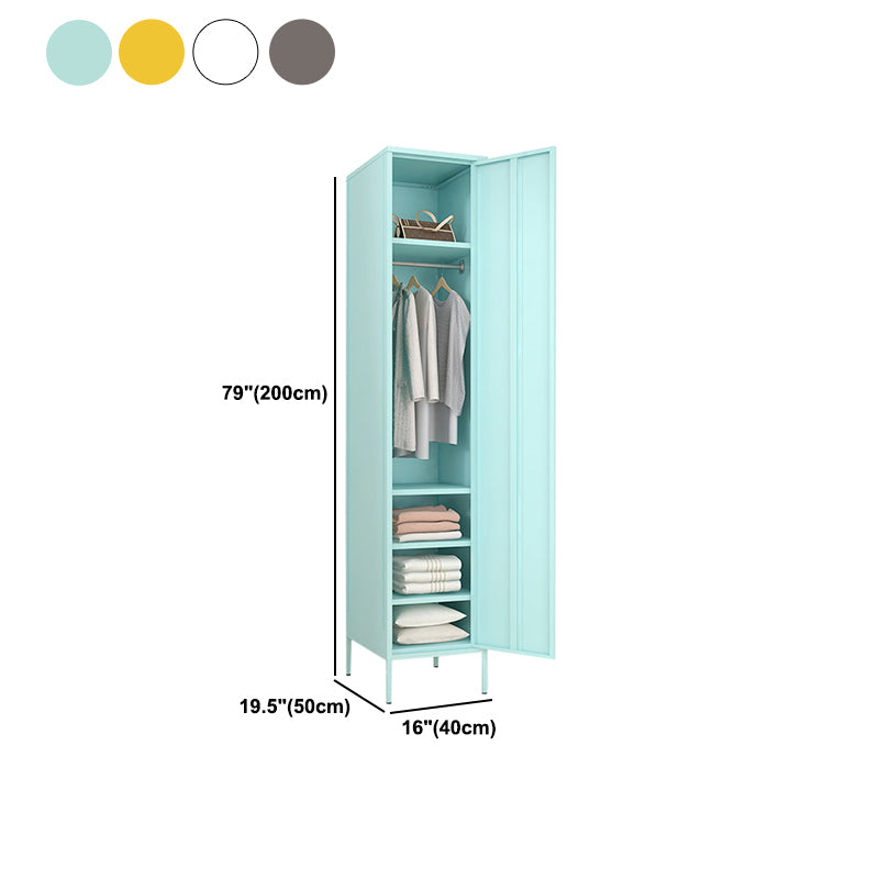 Metallic Finish Cabinet with Legs Contemporary Metal Wardrobe for Home