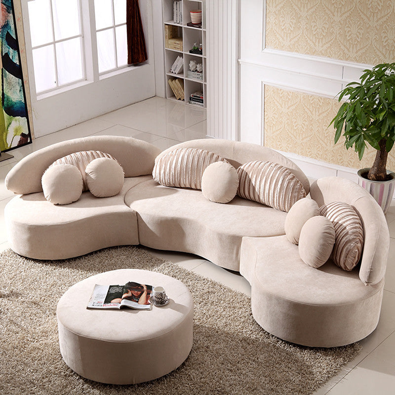 Living Room Contemporary Curved Armless Stationary Cushions Sofa