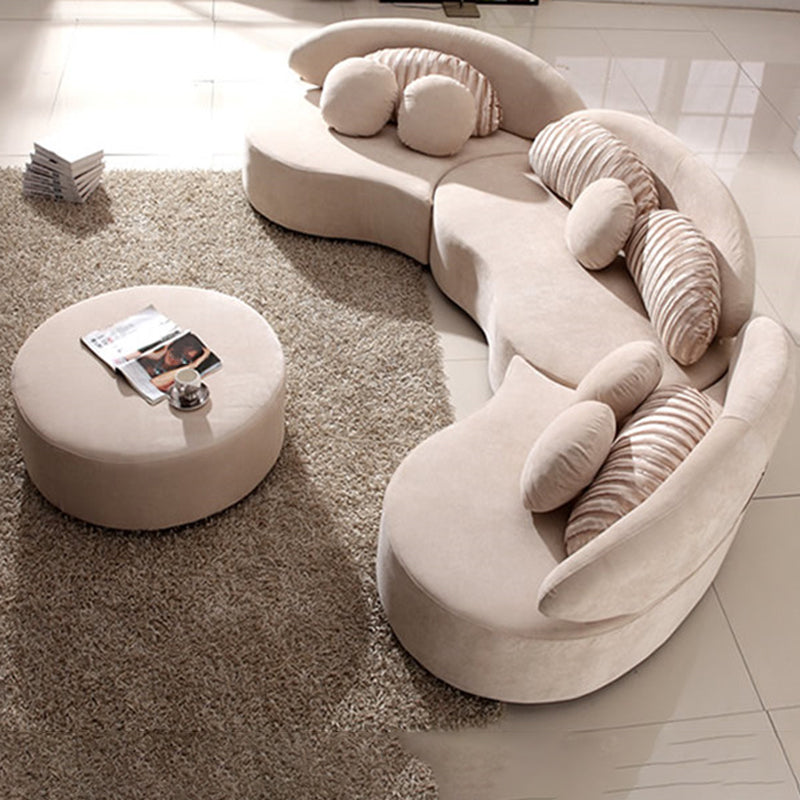 Living Room Contemporary Curved Armless Stationary Cushions Sofa