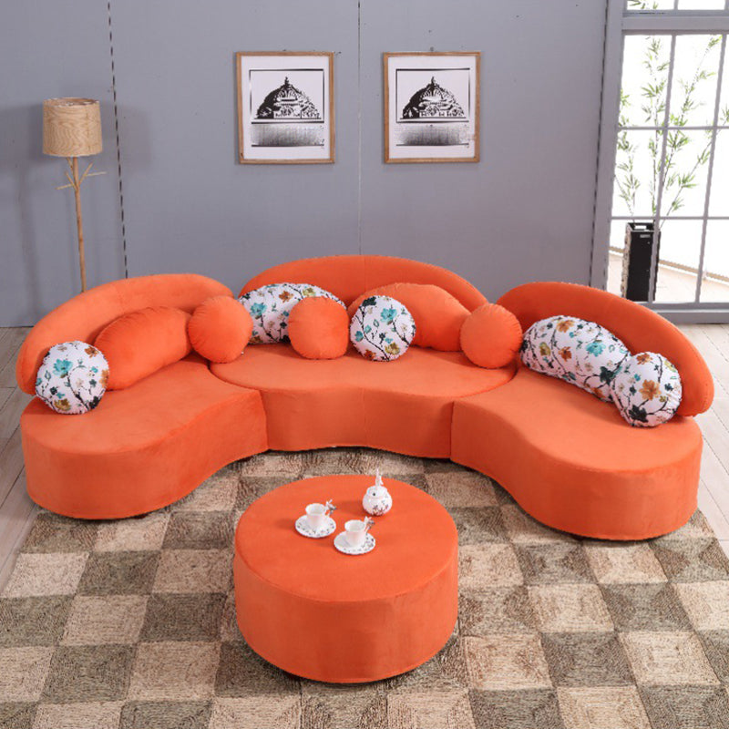 Living Room Contemporary Curved Armless Stationary Cushions Sofa
