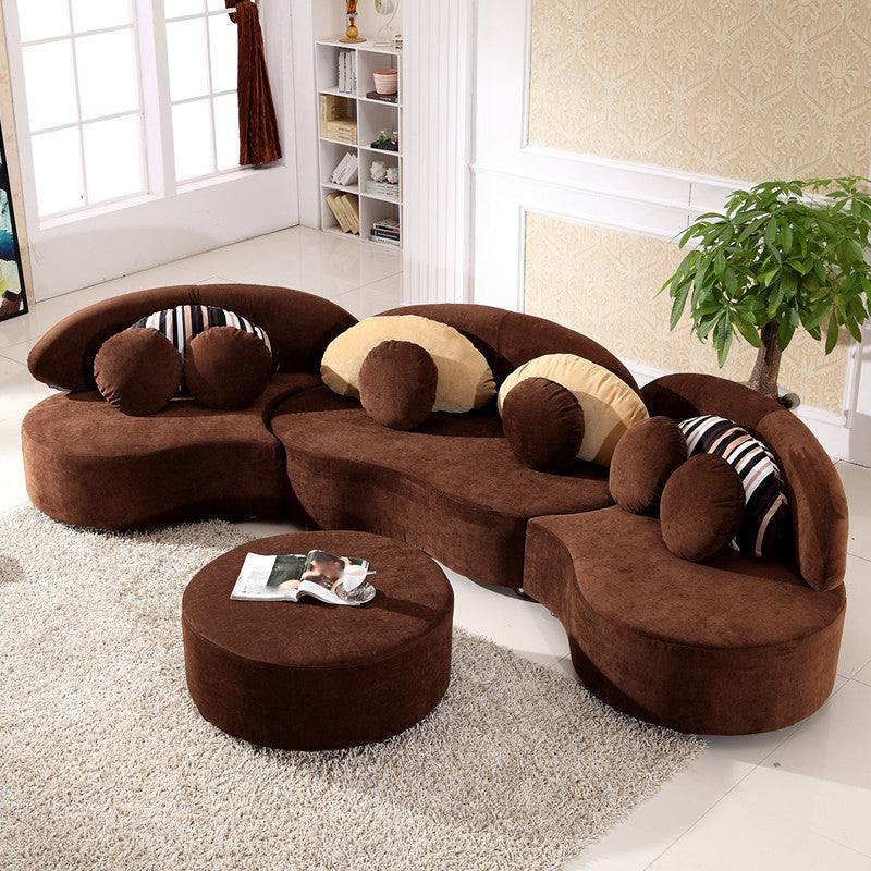 Living Room Contemporary Curved Armless Stationary Cushions Sofa
