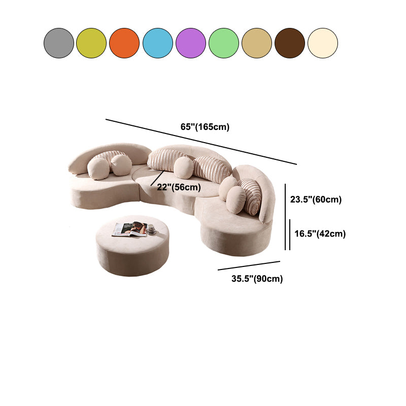 Living Room Contemporary Curved Armless Stationary Cushions Sofa