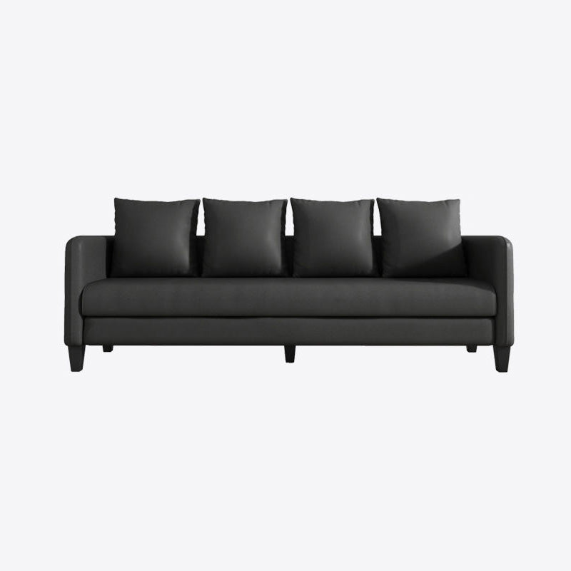 Faux Leather Sofa 78.74" W x 25.19" D x 23.22" H Square Arm Sofa for Living Room