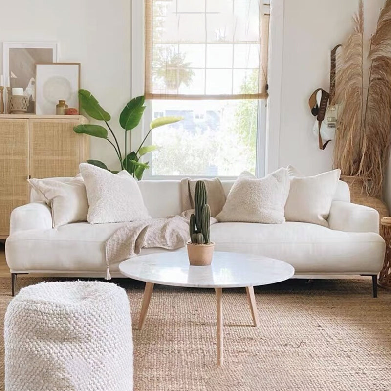 Contemporary Cushions Standard Recessed Arm Sofa for Living Room