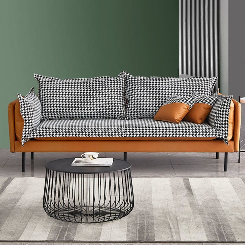 Faux Leather Sofa 33.46" D x 33.46" H Square Arm Sofa for Living Room