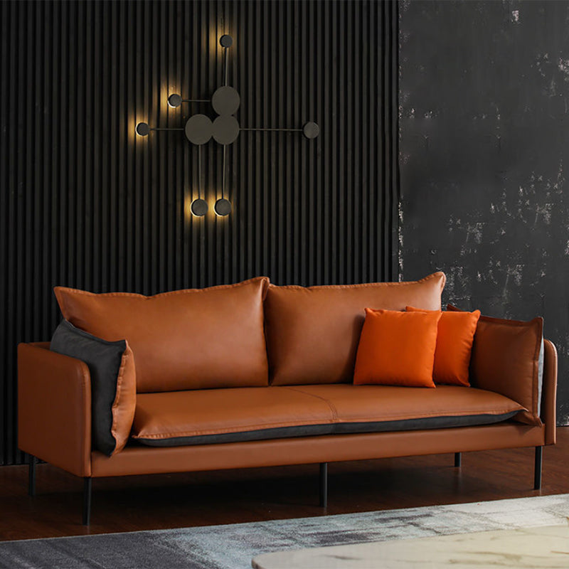 Faux Leather Sofa 33.46" D x 33.46" H Square Arm Sofa for Living Room