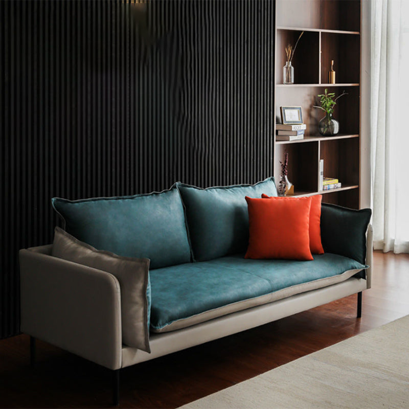 Faux Leather Sofa 33.46" D x 33.46" H Square Arm Sofa for Living Room