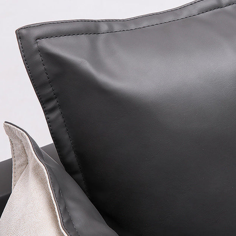 Faux Leather Sofa 33.46" D x 33.46" H Square Arm Sofa for Living Room