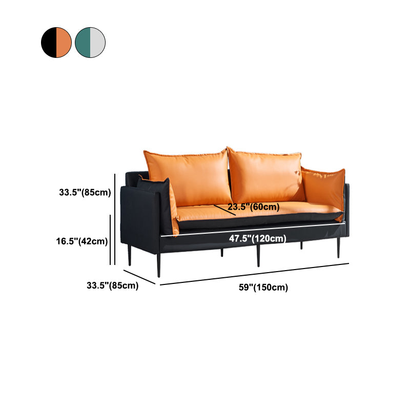 Faux Leather Sofa 33.46" D x 33.46" H Square Arm Sofa for Living Room