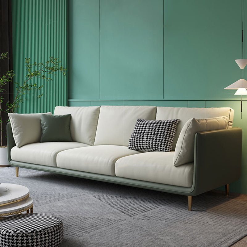 Contemporary Standard Sofa Set Square Arm Faux Leather Settee Couch