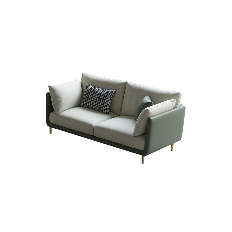 Contemporary Standard Sofa Set Square Arm Faux Leather Settee Couch