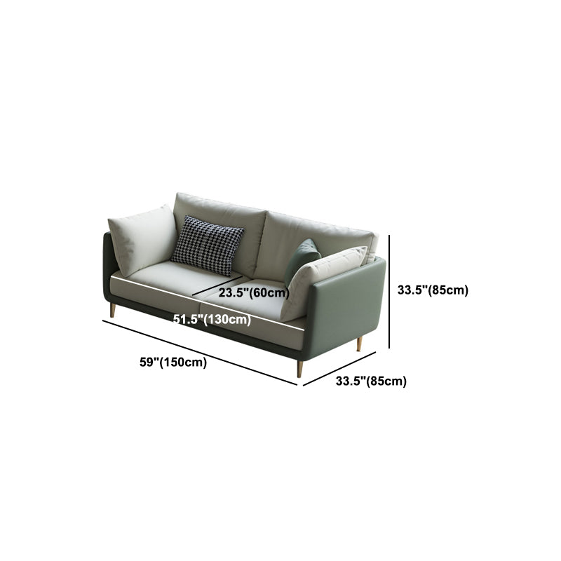 Contemporary Standard Sofa Set Square Arm Faux Leather Settee Couch