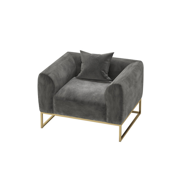 Golden Frame Sofa with Pillow Back and Tuxedo Arm for Apartment