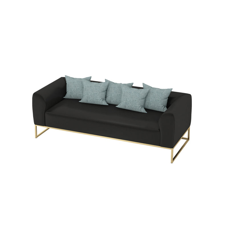 Golden Frame Sofa with Pillow Back and Tuxedo Arm for Apartment