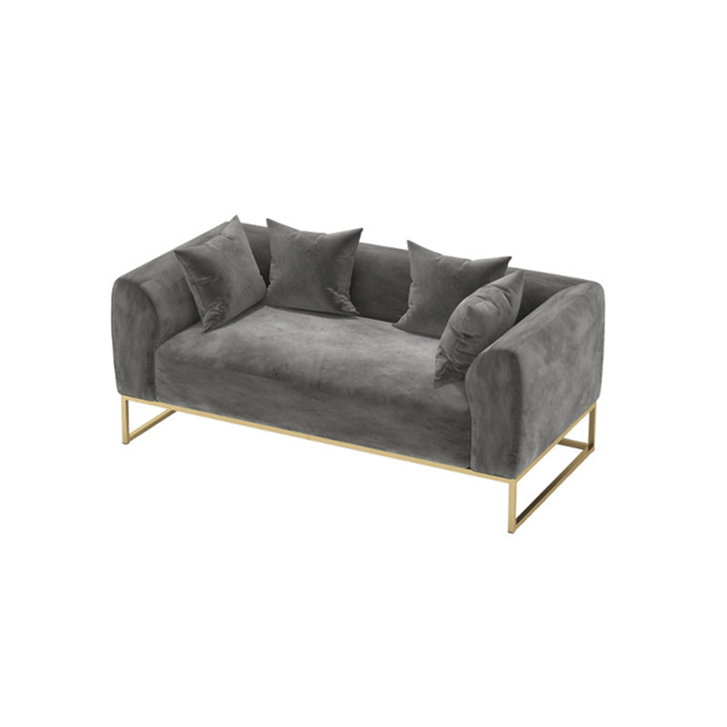 Golden Frame Sofa with Pillow Back and Tuxedo Arm for Apartment