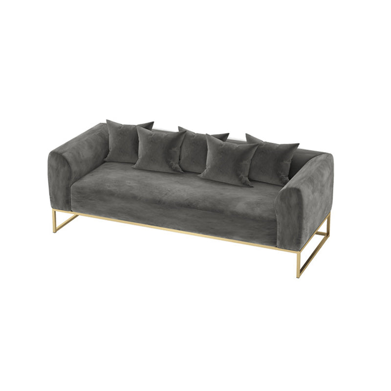Golden Frame Sofa with Pillow Back and Tuxedo Arm for Apartment