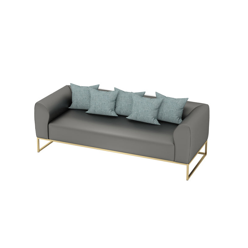 Golden Frame Sofa with Pillow Back and Tuxedo Arm for Apartment
