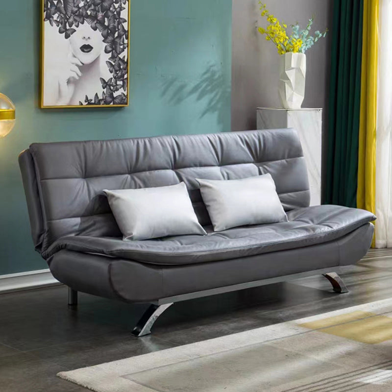Contemporary Faux Leather and Cotton Blend Convertible Sofa Bed