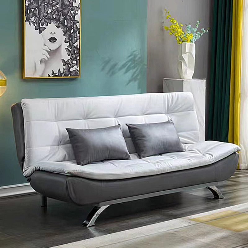 Contemporary Faux Leather and Cotton Blend Convertible Sofa Bed