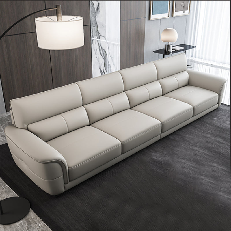 Nordic Style Leather Upholstery Sofa Bed with Inverted Armrest Cushioning