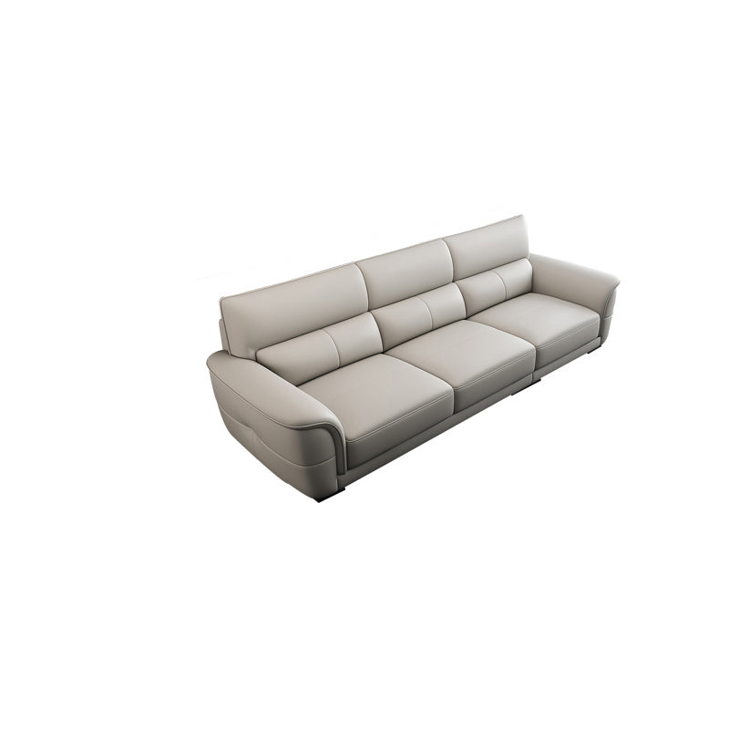 Nordic Style Leather Upholstery Sofa Bed with Inverted Armrest Cushioning