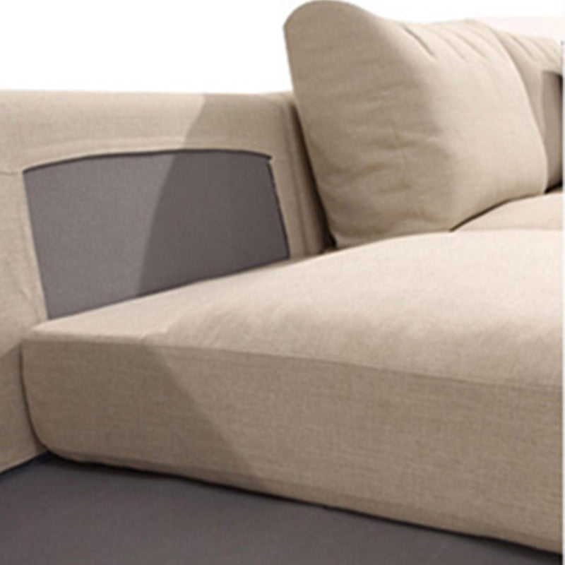 Modern Cotton Stationary Sofa 4-seat Square Arm Sofa & Chaise