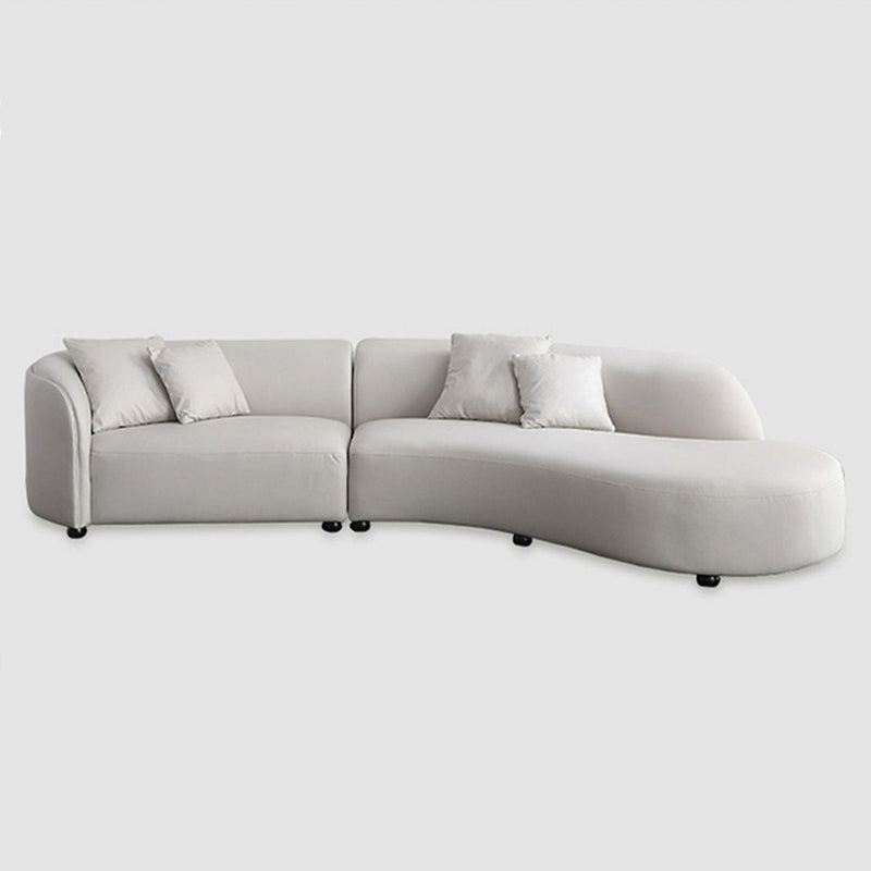 Scandinavian Tuxedo Arm Sofa with Chaise 27.56" H White Curved Sofa