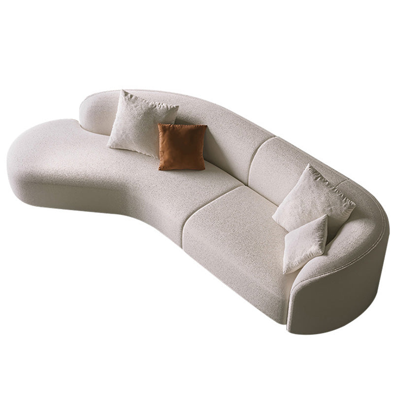 Scandinavian Tuxedo Arm Sofa with Chaise 27.56" H White Curved Sofa
