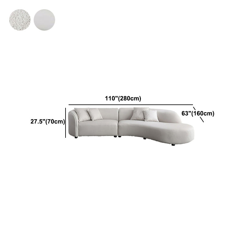 Scandinavian Tuxedo Arm Sofa with Chaise 27.56" H White Curved Sofa