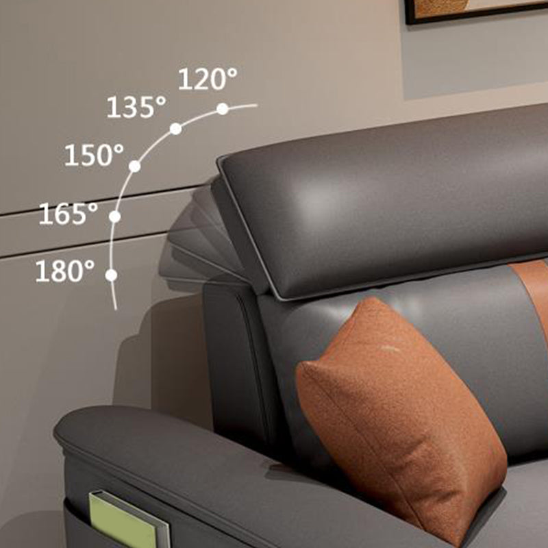 37.4"H 4-seater Pillow Top Arm Faux Leather Sofa& Chaise for Living Room