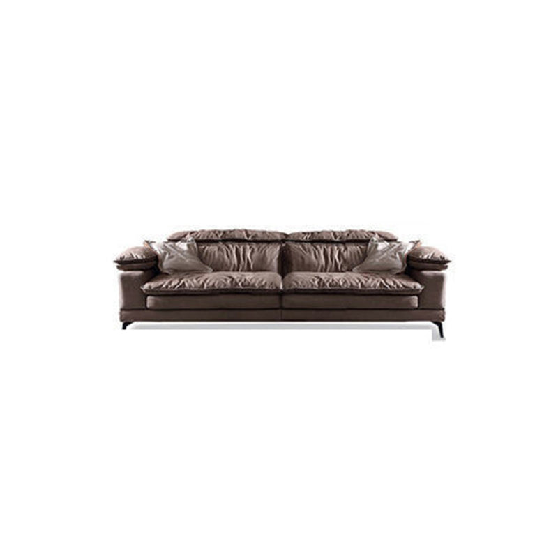 Modern Style Sofa Bed Imitation Leather Material Grey/khaki/coffee Feather Padded Sofa