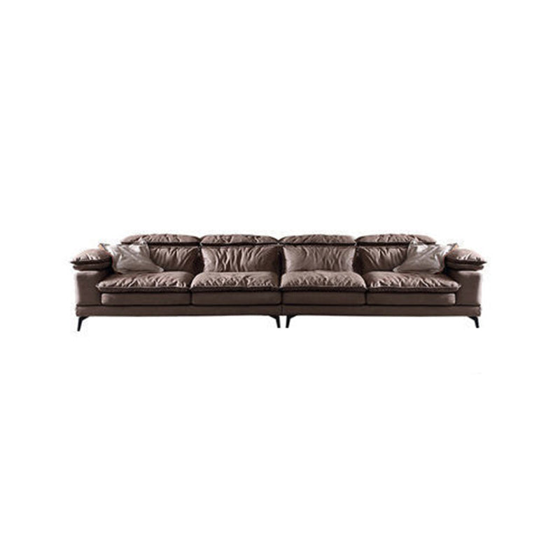 Modern Style Sofa Bed Imitation Leather Material Grey/khaki/coffee Feather Padded Sofa