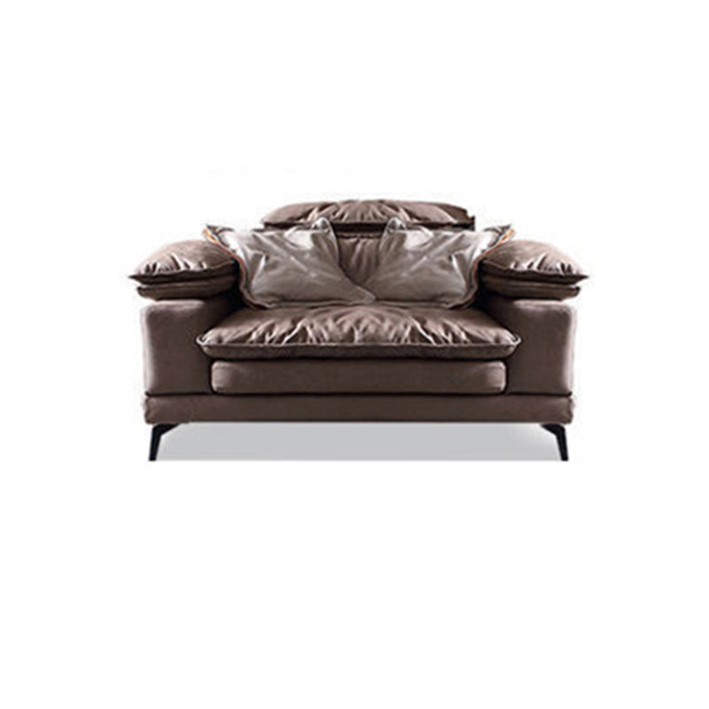 Modern Style Sofa Bed Imitation Leather Material Grey/khaki/coffee Feather Padded Sofa