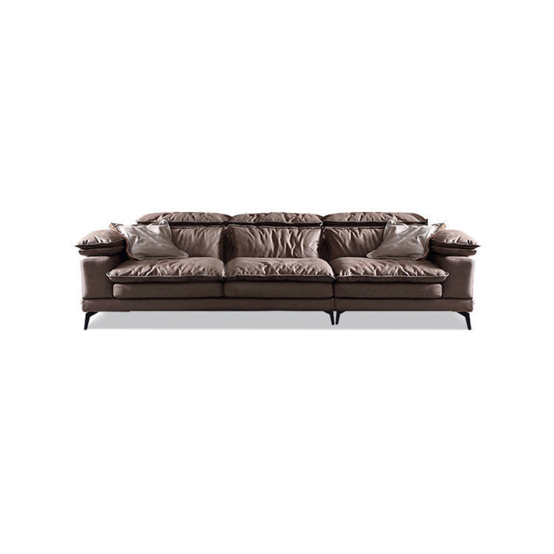 Modern Style Sofa Bed Imitation Leather Material Grey/khaki/coffee Feather Padded Sofa
