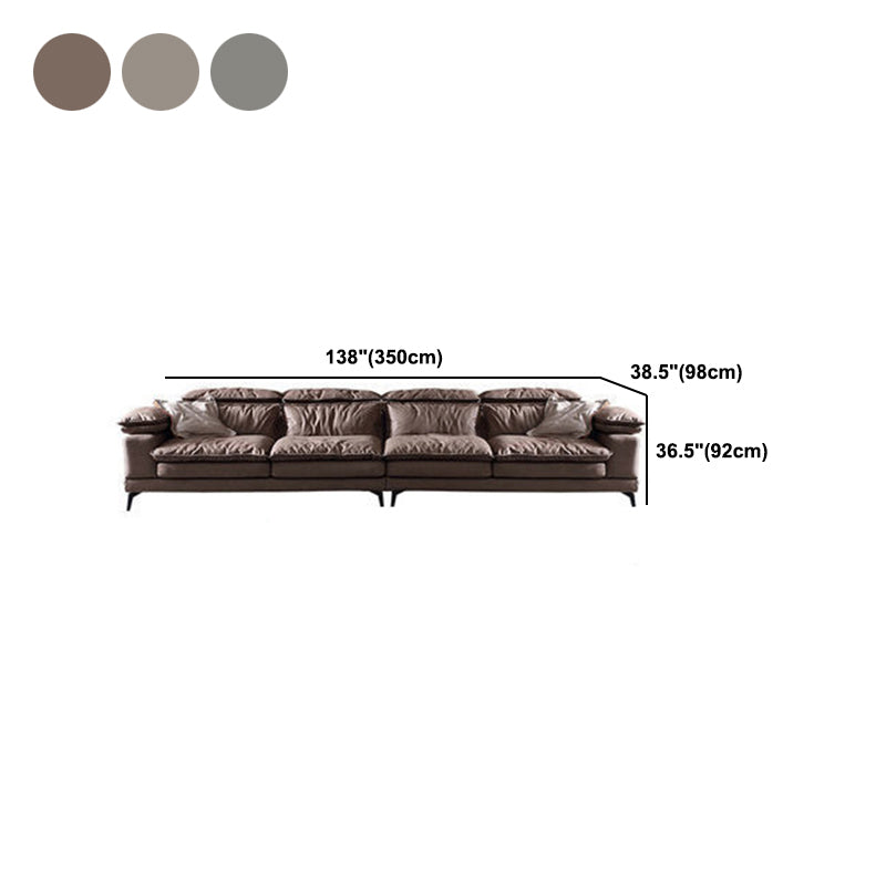 Modern Style Sofa Bed Imitation Leather Material Grey/khaki/coffee Feather Padded Sofa
