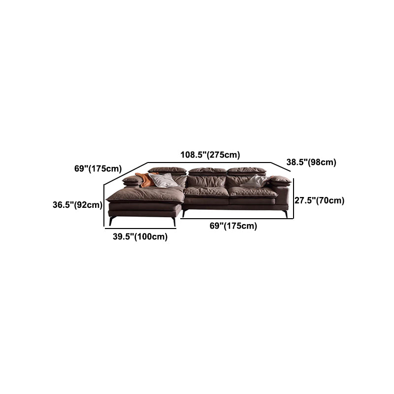 Modern Style Sofa Bed Imitation Leather Material Grey/khaki/coffee Feather Padded Sofa