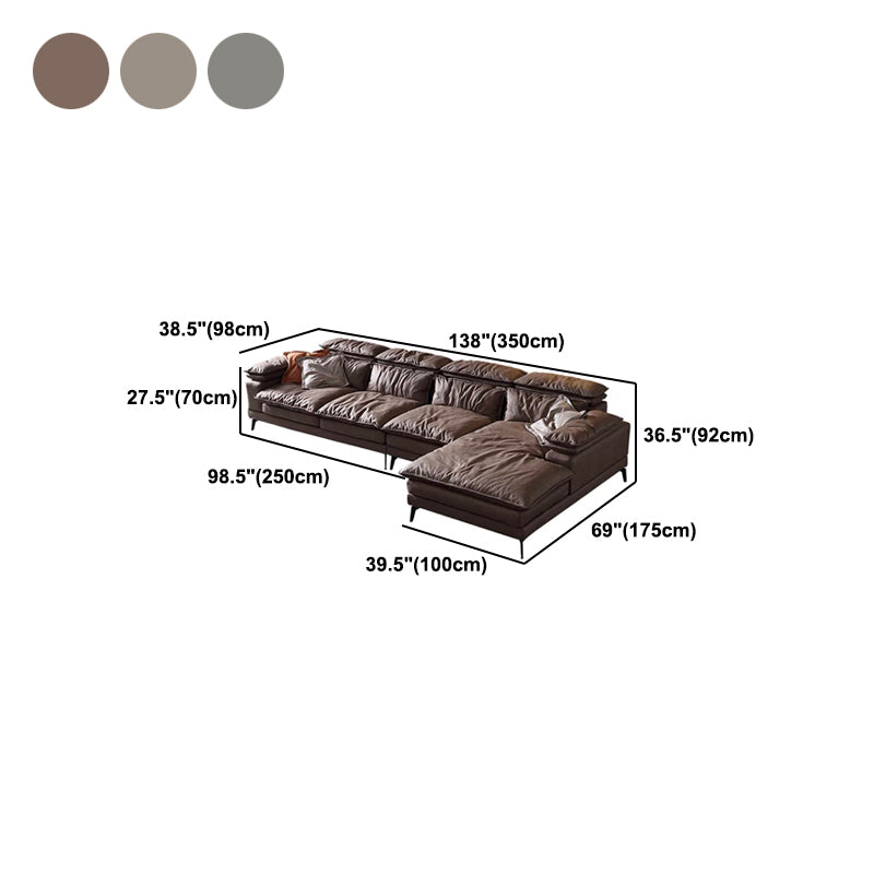 Modern Style Sofa Bed Imitation Leather Material Grey/khaki/coffee Feather Padded Sofa