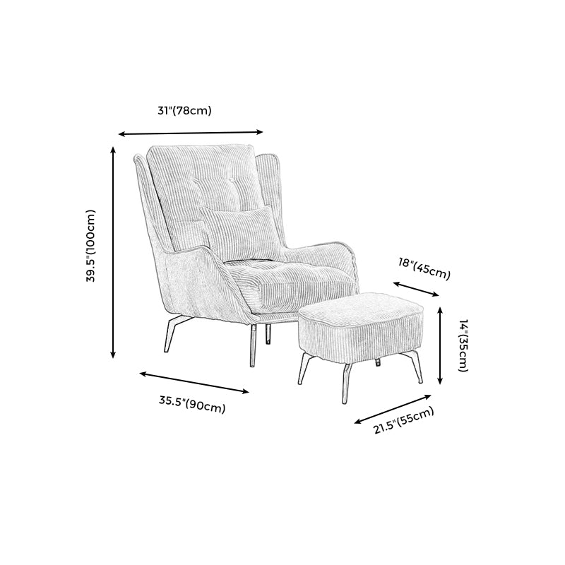 Corduroy Chair 30.70" L x 37.00" W x 46.45" H Tufted Cushions Chair