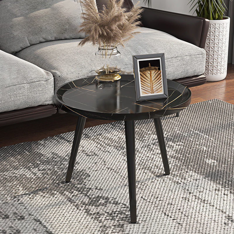 Modern Wood Coffee Table Four-Leg Accent Table in White/Brown/Black