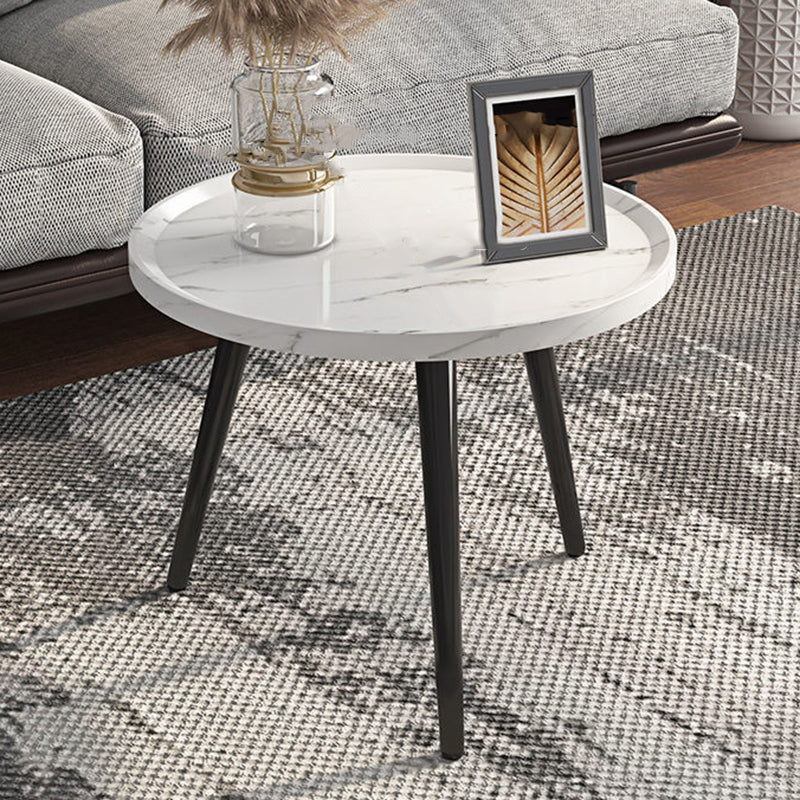 Modern Wood Coffee Table Four-Leg Accent Table in White/Brown/Black