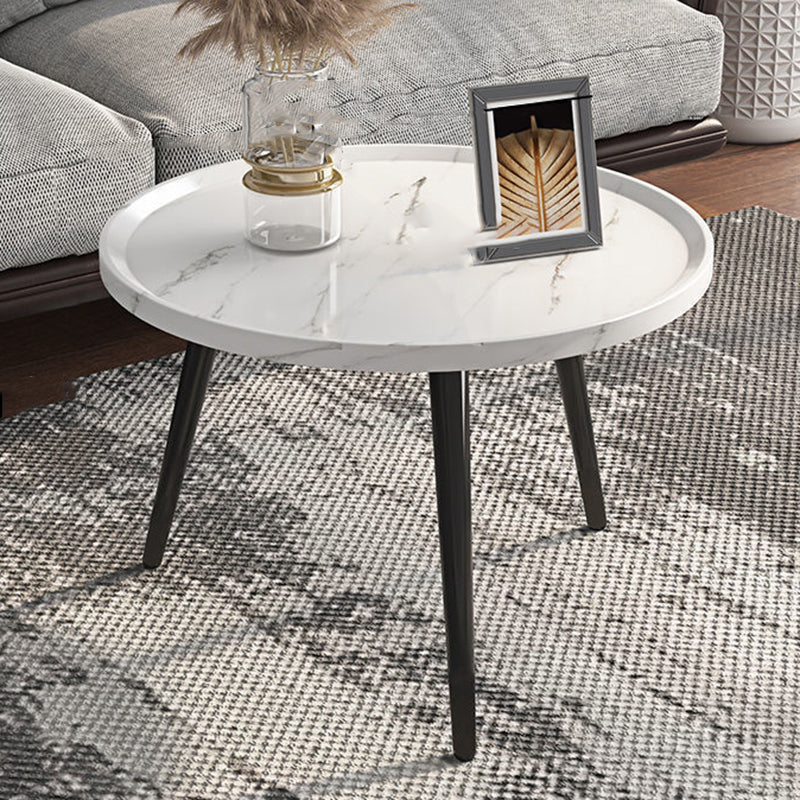 Modern Wood Coffee Table Four-Leg Accent Table in White/Brown/Black
