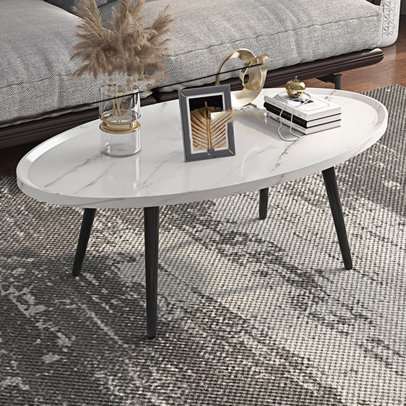 Modern Wood Coffee Table Four-Leg Accent Table in White/Brown/Black
