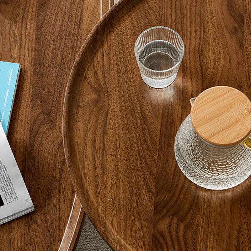 Modern Wood Coffee Table Four-Leg Accent Table in White/Brown/Black