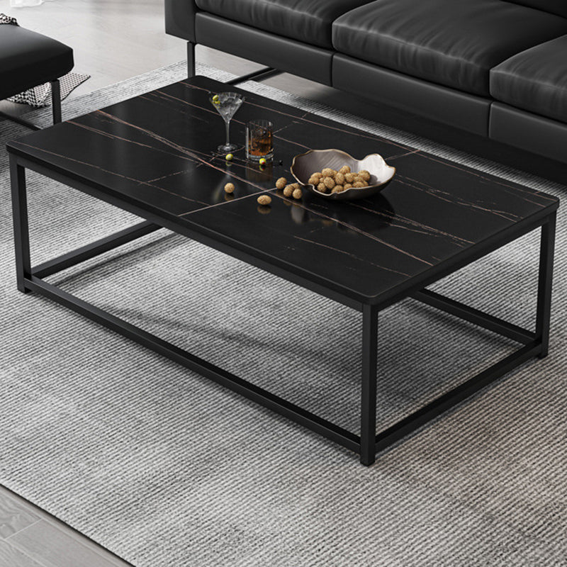 16.5"H Modern Rectangular Wooden Coffee Table Steel Frame Accent Table